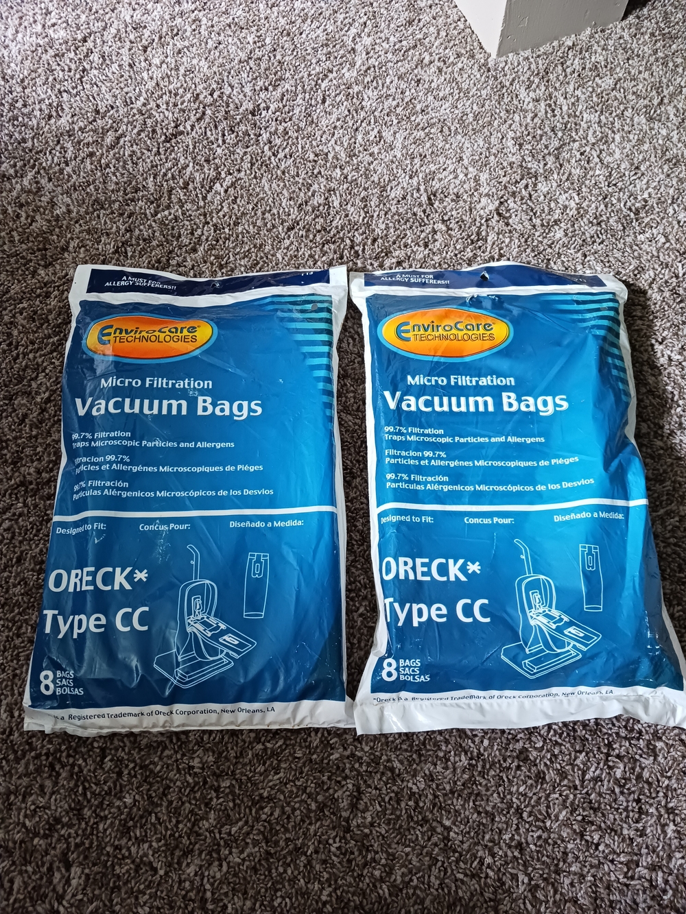 (Fits Oreck Type CC) 2 Pack EnviroCare Micro Filtration Vacuum Bags